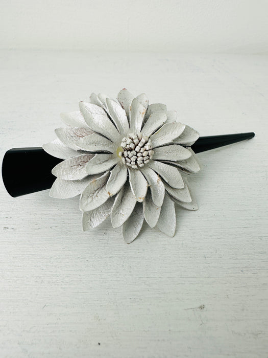 Flower Leather Hair Clip Large