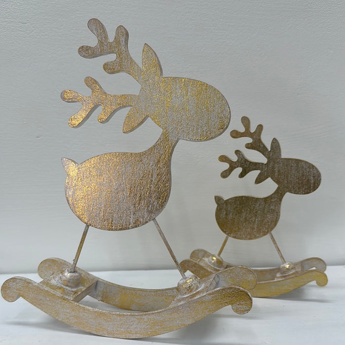 Gold Rocking Reindeer - Large