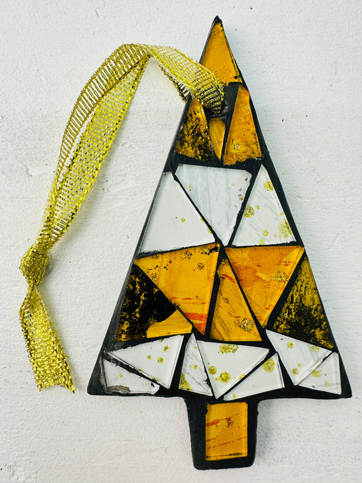 Hanging Mosaic Christmas Tree - Yellow & White