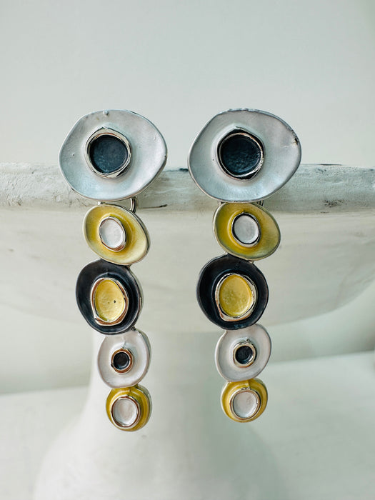 Domna Earrings - Gold & Gray~ ALL JEWELLERY 3 FOR 2