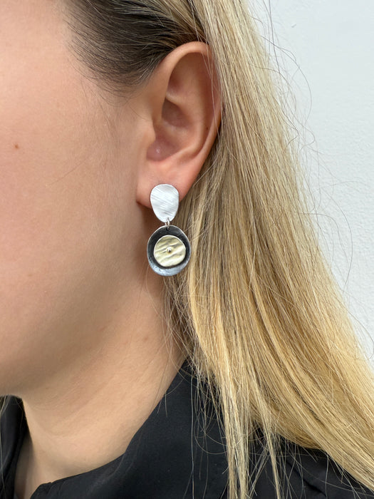 Coralia Earrings - Grey & Gold ~ ALL JEWELLERY 3 FOR 2