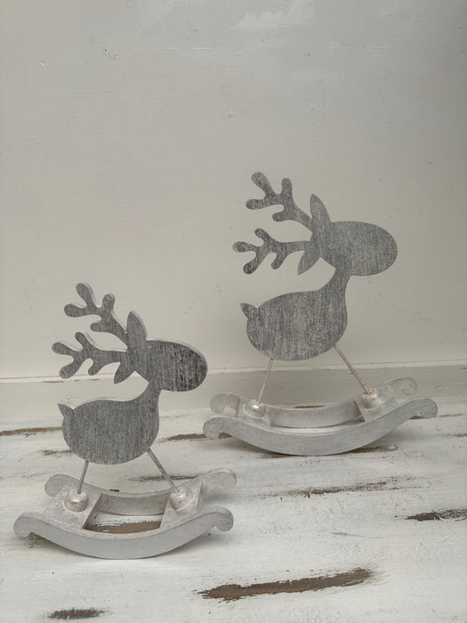 Silver Rocking Reindeer - Small