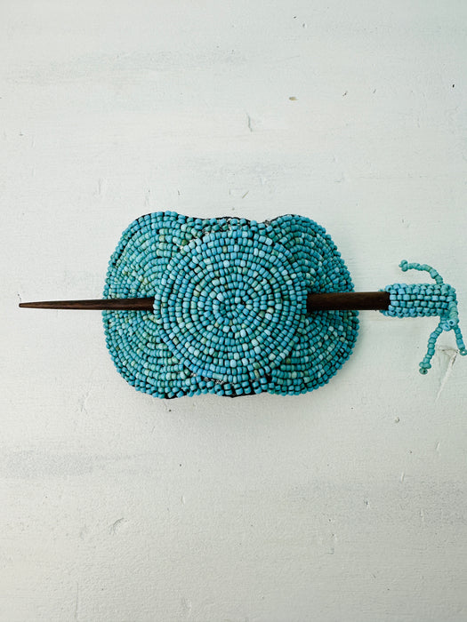 Beaded three circle Hair Barrett - Turquoise