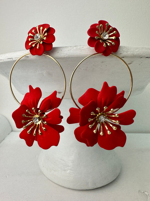 Frieda Earrings - Red ~ ALL JEWELLERY 3 FOR 2