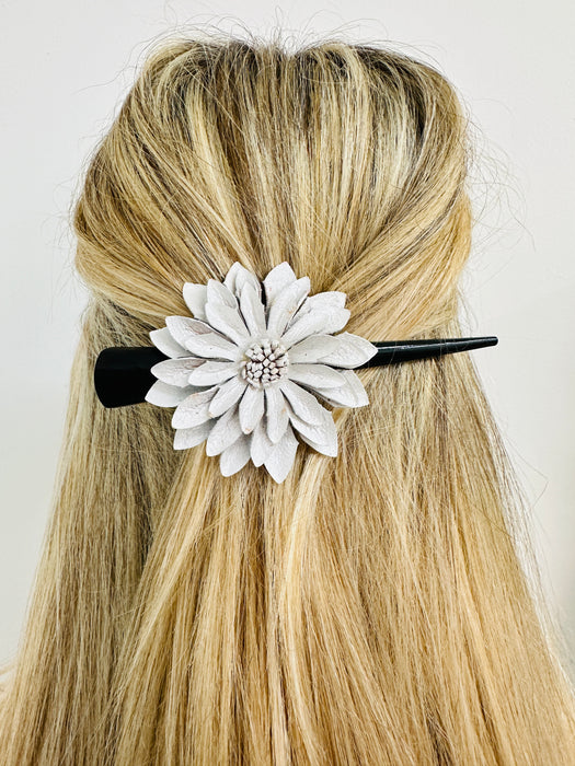 Flower Leather Hair Clip Large