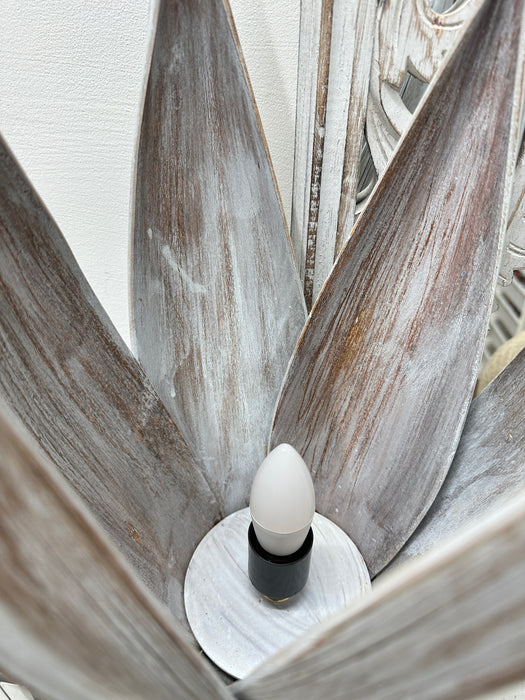 Coco Palm Lamp - Tall  White Wash