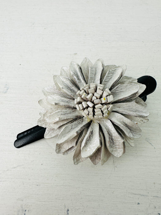 Flower Leather Hair Clip Small