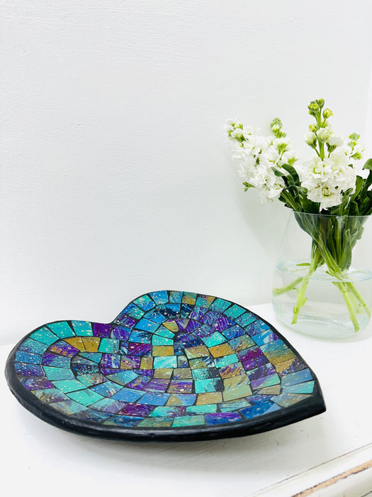 Large Heart Bowl - Cyan