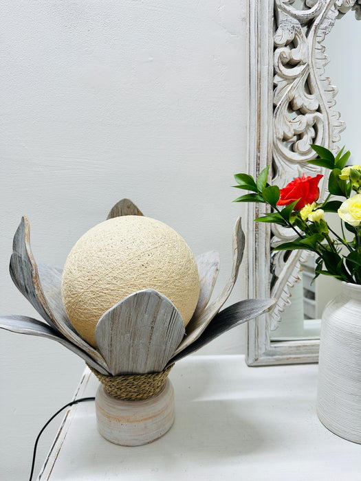 Coco Palm Lamp - Short White Wash