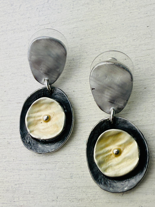 Coralia Earrings - Grey & Gold ~ ALL JEWELLERY 3 FOR 2