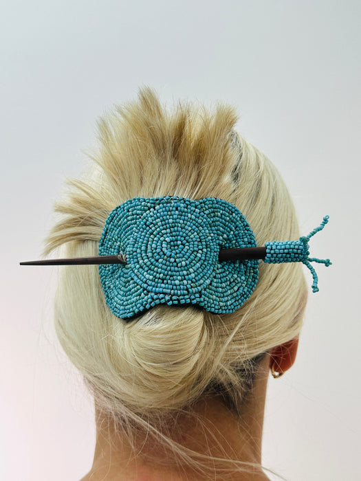 Beaded three circle Hair Barrett - Turquoise