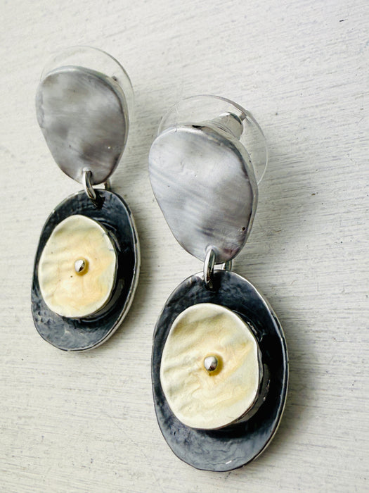 Coralia Earrings - Grey & Gold ~ ALL JEWELLERY 3 FOR 2