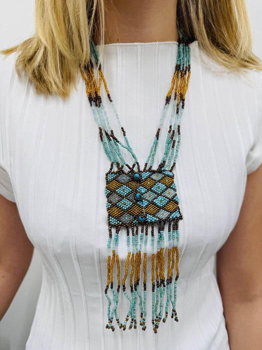 Basilla Necklace - Turquoise & Gold ~ ALL JEWELLERY 3 FOR 2