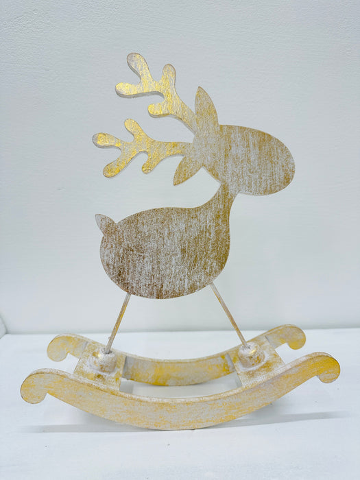 Gold Rocking Reindeer - Large