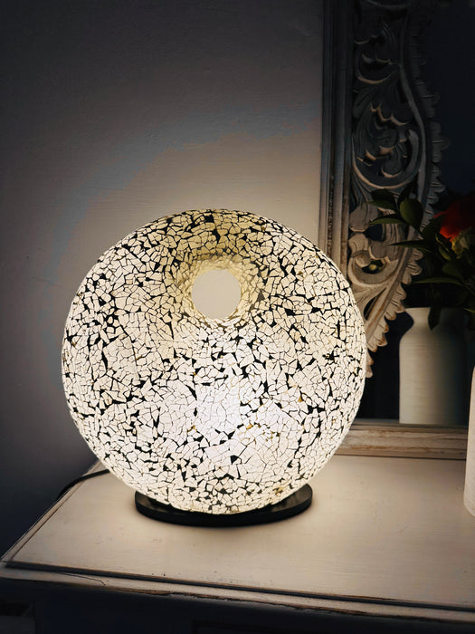 Mosaic Donut Lamp Medium- White