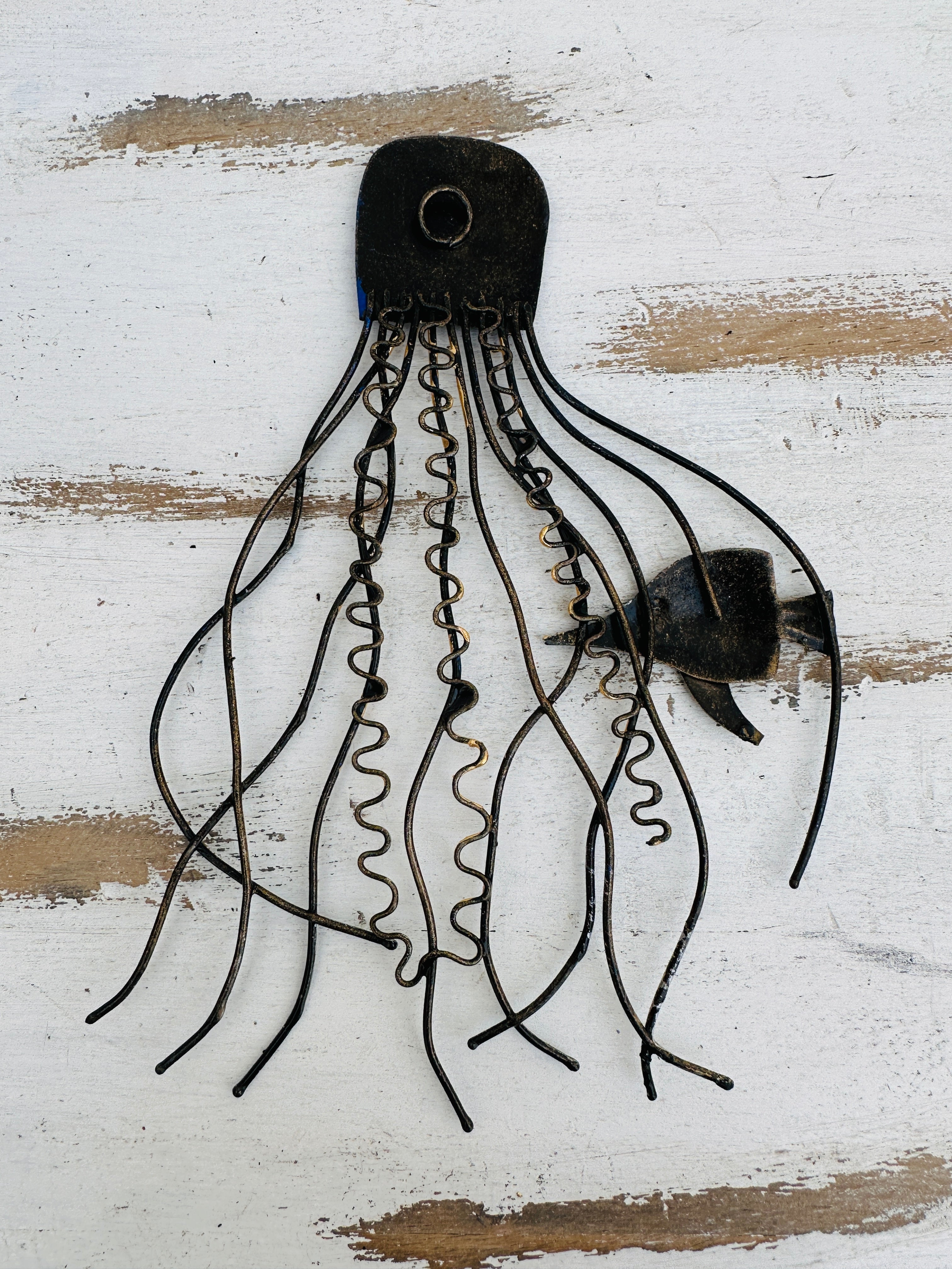 aerial back view of metal jellyfish