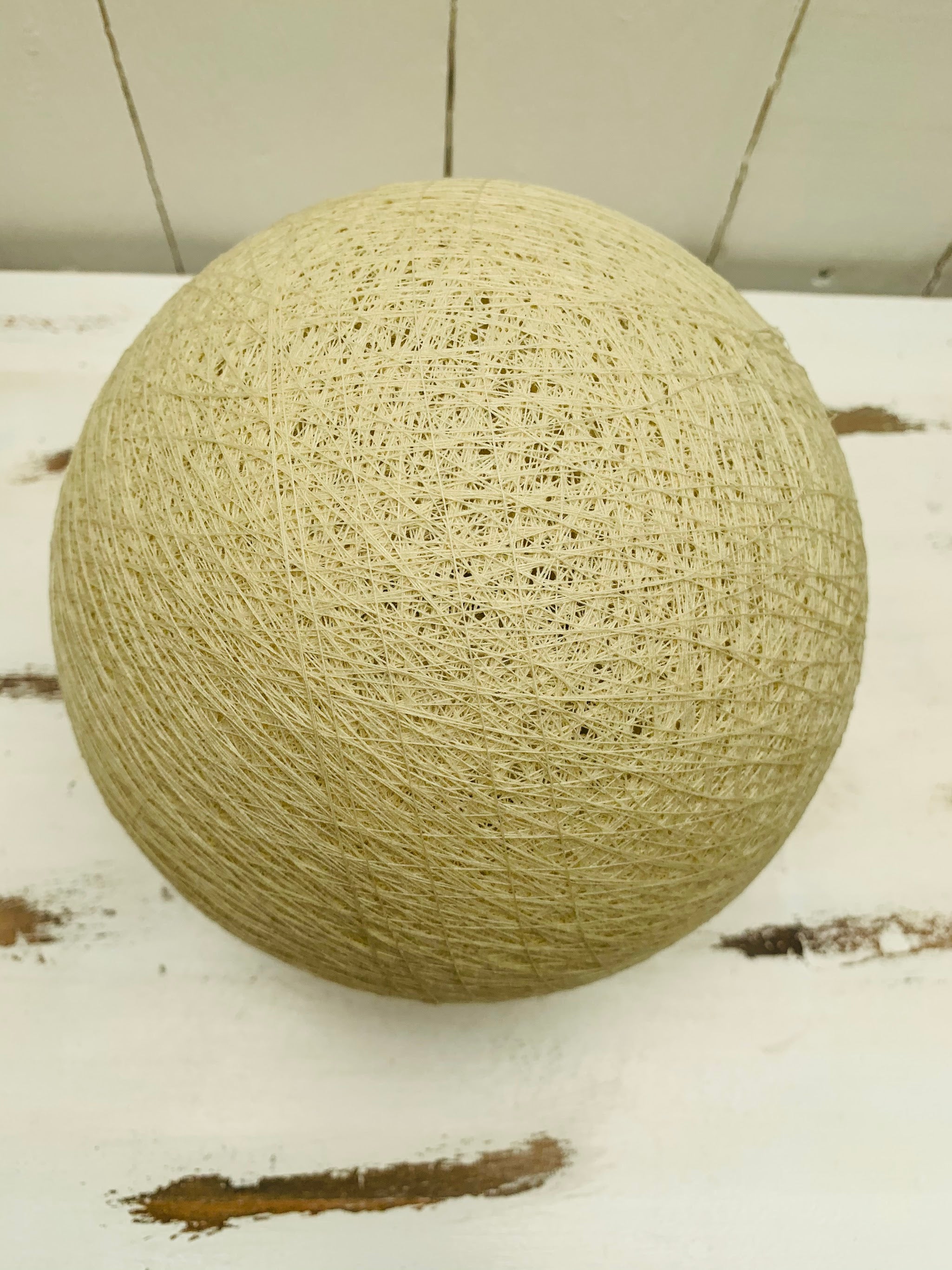 image of wrapped cotton ball used as a lamp shade