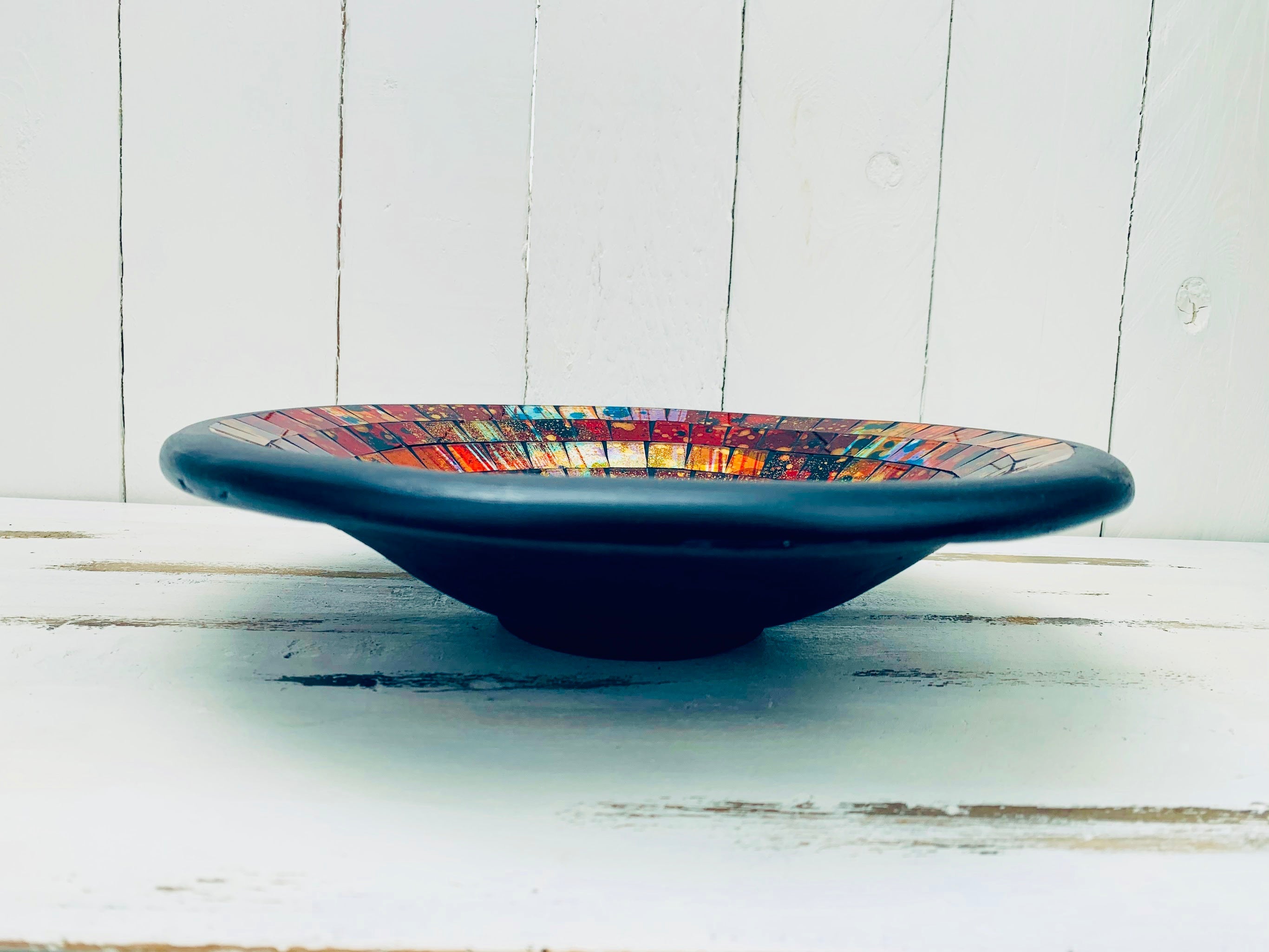 side view of mosaic bowl