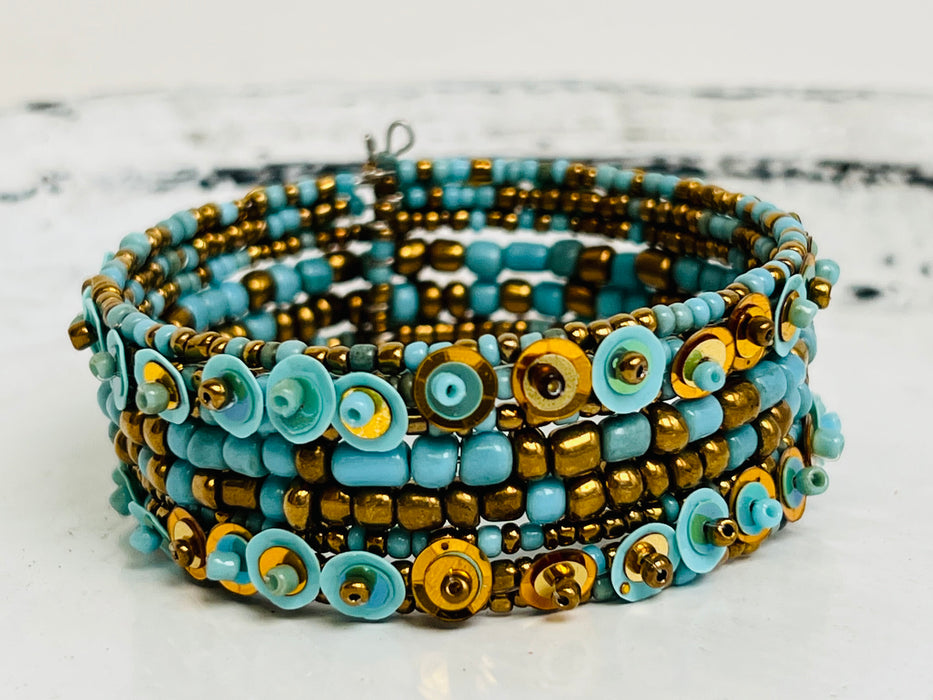 Sequin Cuff - Turquoise ~ ALL JEWELLERY 3 FOR 2